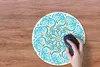 MuchoWow® Mauspad Mousepad Mandala - Blau - Gelb - Abstrakt Produktbild-Vorschau 3