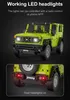 A green toy car with its headlights and taillights illuminated. Voir les images du produit