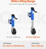 Two trailer jacks are shown side-by-side with measurements and lifting specifications. Náhled obrázku produktu