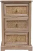 A front view of a wooden chest of drawers with rattan inserts on each drawer. Podgląd zdjęcia produktu