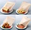A collage of four images, each showing a reusable sandwich bag with different food items on a plate. Produktbild-Vorschau