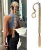 Blonde geflochtene Pferdeschwanz-Haarverlängerung, gezeigt an einem Model von hinten und separat auf weißem Hintergrund Náhľad obrázku produktu