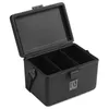 A black cooler box with its lid open, showing the interior compartments and a brand logo on the front. Produktbild-Vorschau