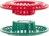 Two plastic drain strainers, one red and one green, are shown against a white background. Podgląd zdjęcia produktu