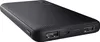 A black power bank is shown from a diagonal angle against a white background. Produktbild-Vorschau