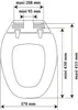 A diagram showing the dimensions of a toilet seat. Anteprima dell’immagine prodotto
