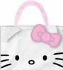 A white Hello Kitty shopping bag with a pink bow and fluffy pink handles. Voir les images du produit