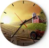 Wanduhr - Rund - Glasuhr - Morgen Bauernhof Feld Plantage - Produktbild-Vorschau 1