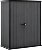 A dark gray storage cabinet with double doors and a black handle. Podgląd zdjęcia produktu
