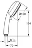 A technical drawing of a hand shower with dimensions indicated. Produktbild-Vorschau