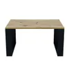 A rectangular coffee table with a wood-grain top and black legs, shown against a white background. Produktbild-Vorschau