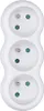 A white electrical adapter with three sockets, shown vertically against a white background. Produktbild-Vorschau
