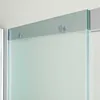 A close-up view of a shower door with frosted glass and silver hardware. Produktbild-Vorschau