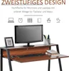 A computer desk with a monitor, keyboard, mouse, and books. Produktbild-Vorschau