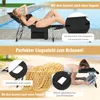 A split image showing a woman relaxing on a lounge chair by a pool and another woman reading on a beach. Podgląd zdjęcia produktu
