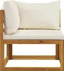 A close-up view of a corner section of a wooden outdoor lounge chair with cream-colored cushions. Náhľad obrázku produktu