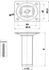 Technical drawing of a furniture leg with dimensions and a table of available lengths. Produktbild-Vorschau