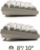 Two close-up views of a keyboard showing different tilt angles, with angle indicators and measurements. Produktbild-Vorschau