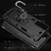 An exploded view of a black smartphone case, showing its different layers and components. Produktbild-Vorschau