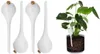 Three white watering globes are shown from different angles on the left, and a watering globe is shown in use in a plant pot on the right. Anteprima dell’immagine prodotto