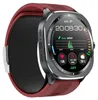 A close-up view of a red smartwatch with a dark gray bezel and a black strap, displaying various health metrics and the time on its screen. Náhled obrázku produktu