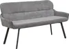 A gray upholstered bench with black legs is shown against a white background. Produktbild-Vorschau