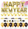 A collection of New Year's Eve decorations, including balloons, banners, and party props, arranged on a white background. Anteprima dell’immagine prodotto