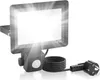 A 100W LED floodlight with a motion sensor and a power plug. Produktbild-Vorschau
