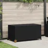 A black poly rattan storage box with wheels is placed on a patio in front of a wooden fence. Anteprima dell’immagine prodotto