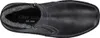 A top-down view of a black leather boot with a fur lining. Voir les images du produit