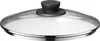A close-up studio shot of a glass pot lid with a black handle. Podgląd zdjęcia produktu