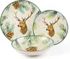 A set of ceramic tableware with a deer and pine branch motif. Podgląd zdjęcia produktu