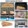 Collage showing different storage and transport scenarios for a straw umbrella, including a trunk, storage room, and garage. Náhled obrázku produktu
