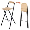A folding bar stool shown in two states: unfolded and folded. Voir les images du produit