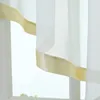 A close-up view of a sheer curtain with a satin band. Produktbild-Vorschau