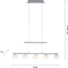 A silver pendant light with five glass shades, shown against a white background with dimensions indicated. Produktbild-Vorschau