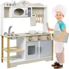 Kinderküche Holz Spielküche 85x65x24cm Puppenküche Set Produktbild-Vorschau 1