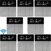 A collage of smart thermostat devices arranged in a grid. Produktbild-Vorschau