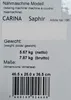 A label with product details including model name, weight, and dimensions. Produktbild-Vorschau