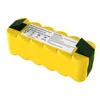 A yellow rechargeable battery pack for a Roomba vacuum cleaner, shown against a white background. Produktbild-Vorschau
