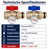 Kugelhahn Set 2er Messing DN25 1 Zoll Thermometer 0-80°C Produktbild-Vorschau 2