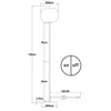 A technical drawing of a floor lamp with dimensions and an on/off switch icon. Produktbild-Vorschau