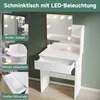 SONNI Kompakter Schminktisch Weiß, dreifarbige Glühbirne, Produktbild-Vorschau 2