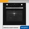 A modern black oven with a digital display and a silver handle is shown. Produktbild-Vorschau