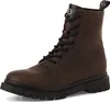 A single brown boot with black laces and sole, presented against a white background. Produktbild-Vorschau