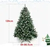 A decorated artificial Christmas tree with snow and pinecones, with dimensions indicated. Produktbild-Vorschau