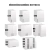 A collage of different white kitchen cabinets with labels indicating their model numbers. Produktbild-Vorschau