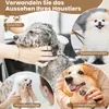 A collage of four images showing different aspects of pet grooming: a dog being bathed, a dog getting its hair trimmed, a dog being held and examined, and a dog's paws being groomed. Anteprima dell’immagine prodotto