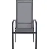 A single gray outdoor chair with a mesh seat and back, shown from the front on a white background. Produktbild-Vorschau