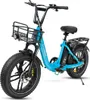 A blue electric bicycle with fat tires and a front basket, shown against a white background. Podgląd zdjęcia produktu